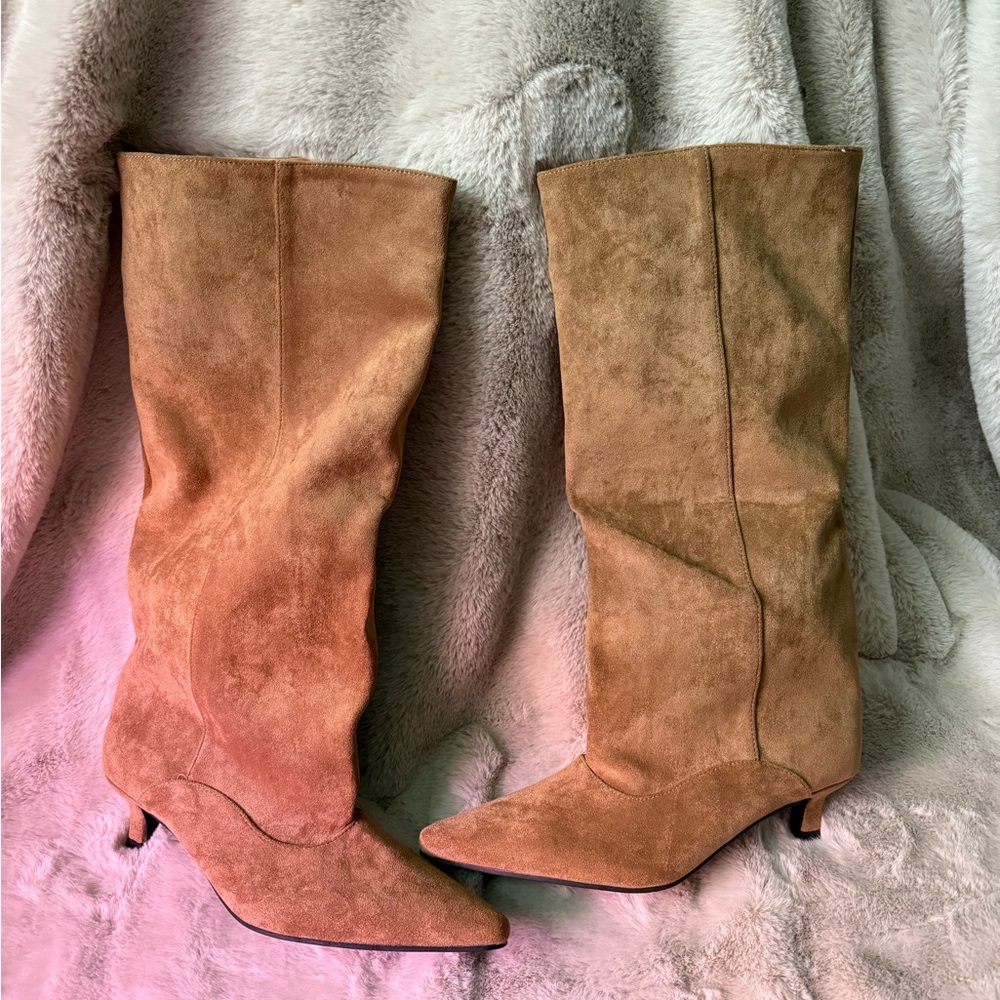 Commense Tan Suede Heeled Boots